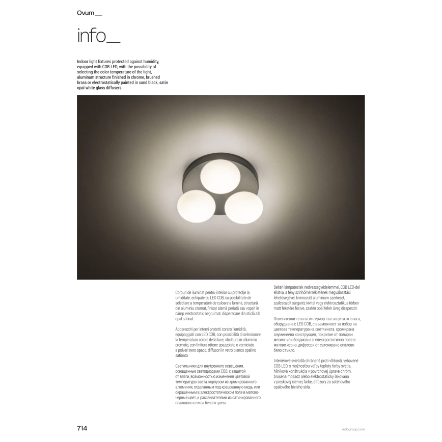 Redo 01-4306 - LED plafondlamp voor badkamer OVUM 3xLED/5W/230V 3000/4000K CRI 90 Ø 24 cm IP44 wit/glanzend chroom