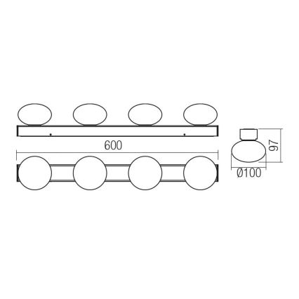 Redo 01-4311 - LED plafondlamp voor badkamer OVUM 4xLED/5W/230V 3000/4000K CRI 90 IP44 wit/zwart