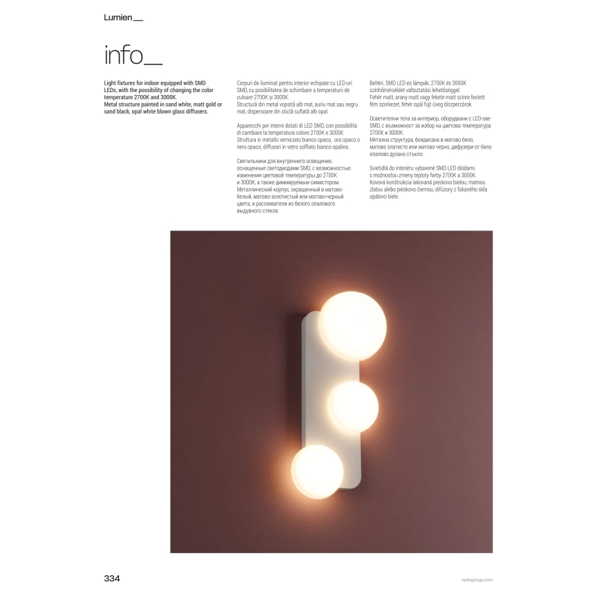 Redo 01-4333 - Plafonnier LED LUMIEN 4xLED/26W/230V 2700/3000K IRC 90 blanc/noir