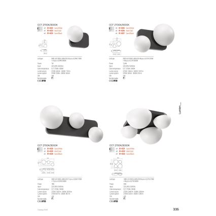 Redo 01-4333 - Plafonnier LED LUMIEN 4xLED/26W/230V 2700/3000K IRC 90 blanc/noir