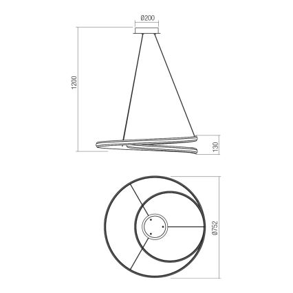 Redo 01-4363 - Suspension LED dimmable sur câble TORSION LED/60W/230V 2700/3000/4000K CRI 90 Ø 75,2 cm blanche