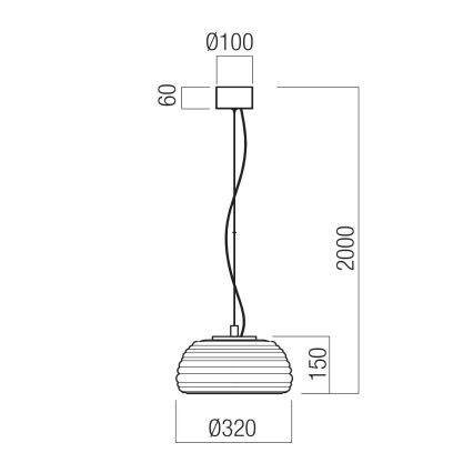 Redo 01-4540 - Suspension dimmable sur câble ONDULA LED/12W/230V 2700K/3000K IRC 90 Ø 32 cm beige/fumé