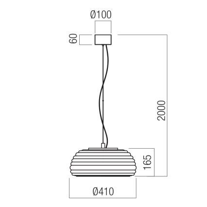 Redo 01-4543 - Dimbare LED-hanglamp aan kabel ONDULA LED/16W/230V 2700K/3000K CRI 90 Ø 41 cm zwart/rookglas
