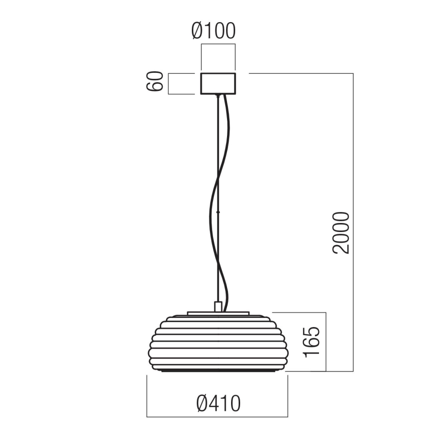 Redo 01-4543 - Dimbare LED-hanglamp aan kabel ONDULA LED/16W/230V 2700K/3000K CRI 90 Ø 41 cm zwart/rookglas