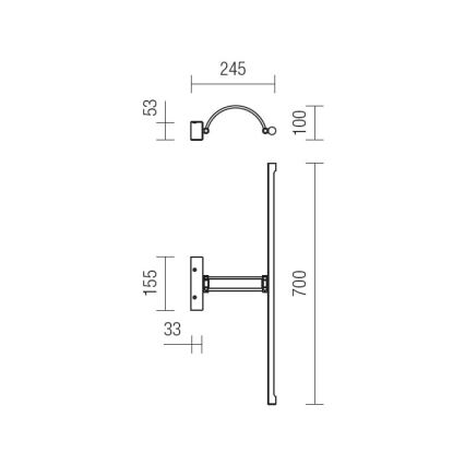 Redo 01-458 - Applique LED pour tableau IKON LED/18W/230V 70 cm chrome brillant