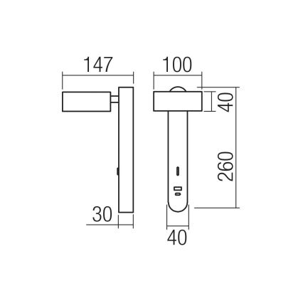 Redo 01-4640 - SADES LED-wandlamp 6 W/230 V, CRI 90, USB, wit