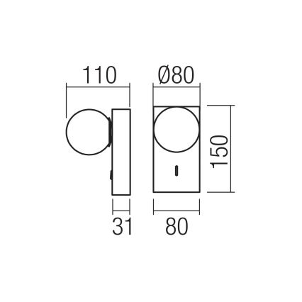 Redo 01-4656 - LED wandlamp NORMA LED/5W/230V CRI 90 USB wit
