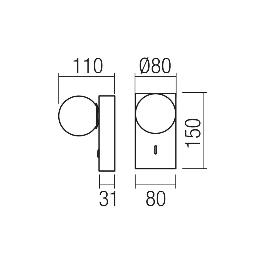 Redo 01-4659 - Applique murale NORMA LED/5W/230V IRC 90 USB blanc/noir