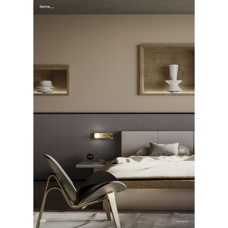 Redo 01-4661 - Applique murale LED NORMA LED/5W/230V + LED/3W IRC 90 USB blanc/doré