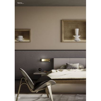 Redo 01-4661 - LED-wandlamp NORMA LED/5W/230V + LED/3W CRI 90 USB wit/goud