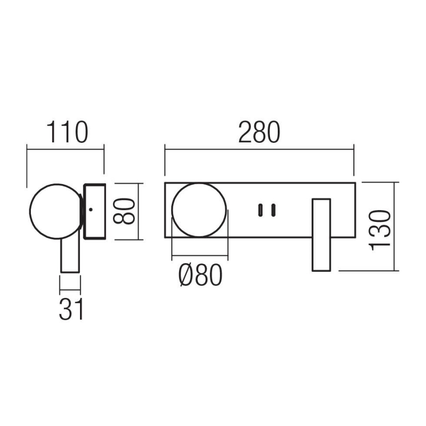 Redo 01-4662 - LED wandlamp NORMA LED/5W/230V + LED/3W CRI 90 USB wit/brons