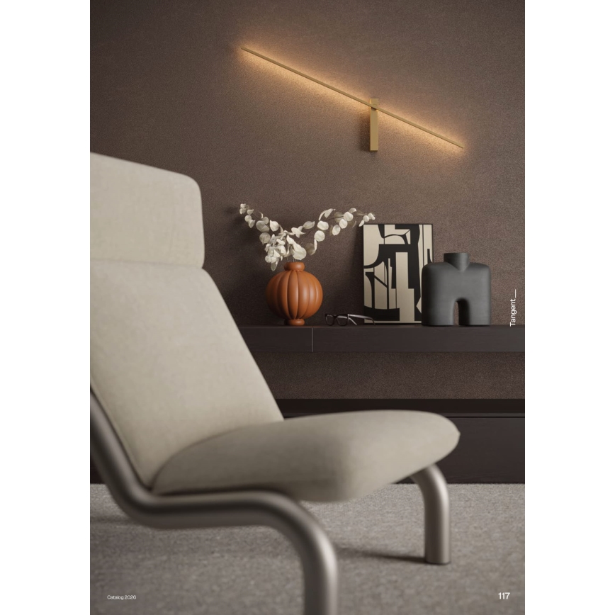 Redo 01-4672 - Applique murale LED TANGENT LED/6W/230V 2700/2850/3000K 73 cm CRI 90 dorée