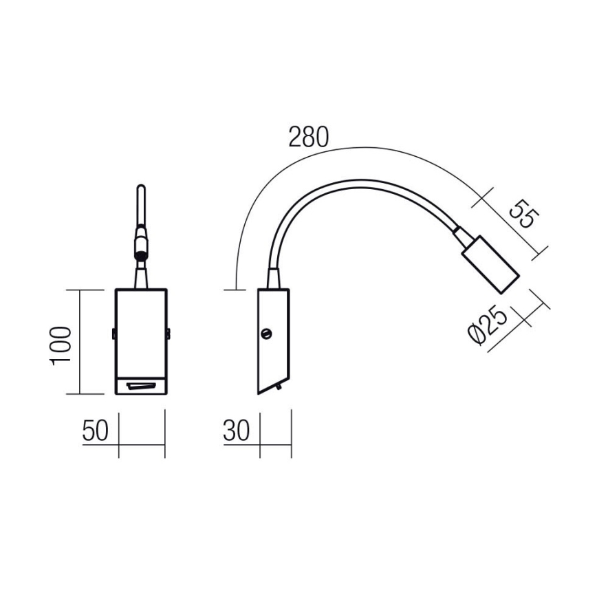 Redo 01-4802 - Lampe flexible LED HELLO LED/3W/230V bronze