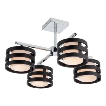 Redo 01-627 - Hanglamp met stang KIM 4xE14/28W/230V glanzend chroom/zwart