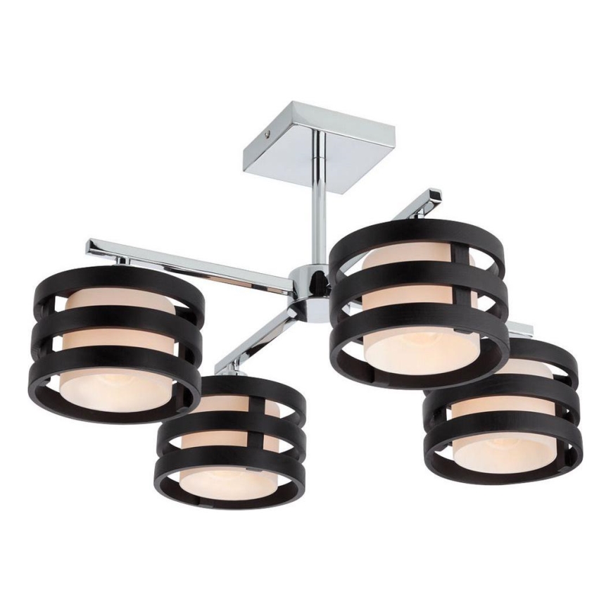 Redo 01-627 - Hanglamp met stang KIM 4xE14/28W/230V glanzend chroom/zwart