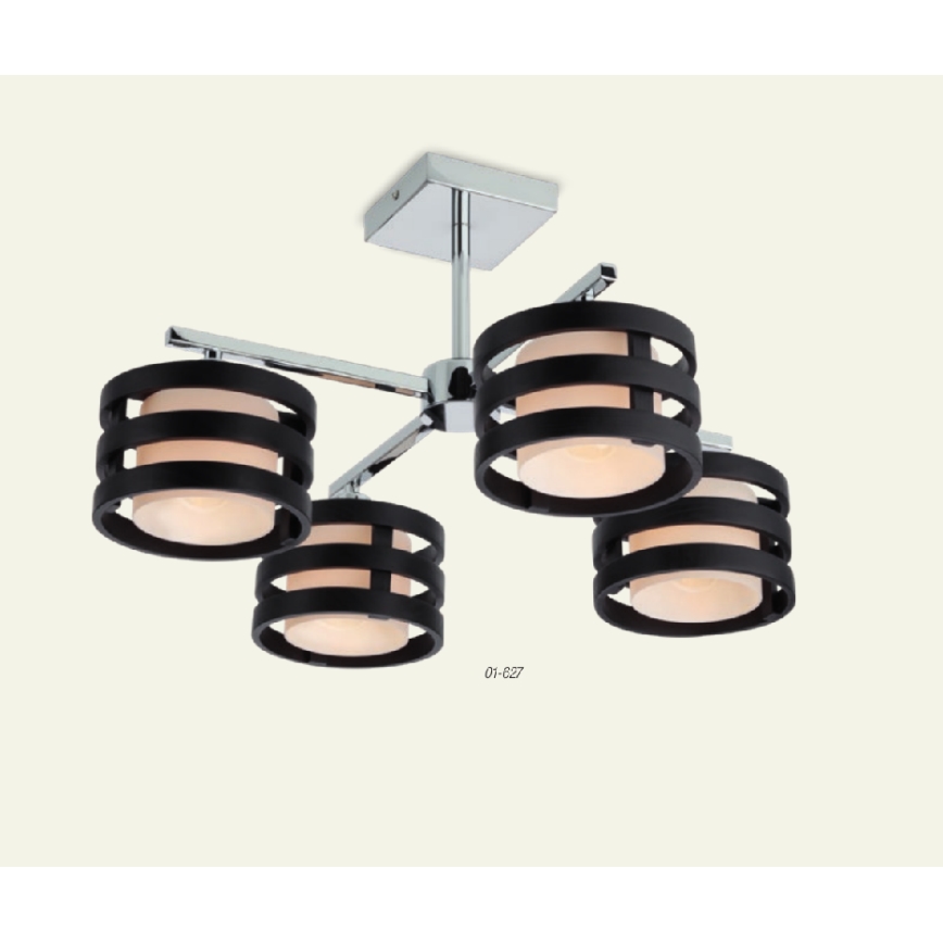 Redo 01-627 - Hanglamp met stang KIM 4xE14/28W/230V glanzend chroom/zwart