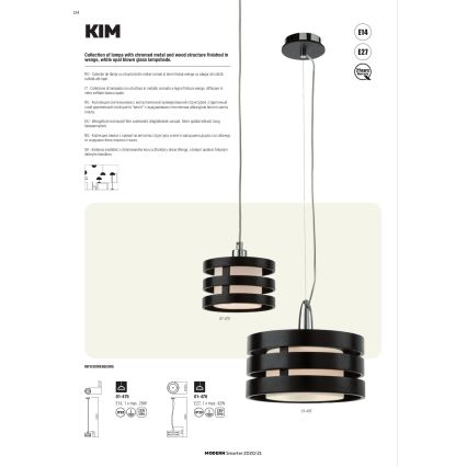 Redo 01-627 - Hanglamp met stang KIM 4xE14/28W/230V glanzend chroom/zwart