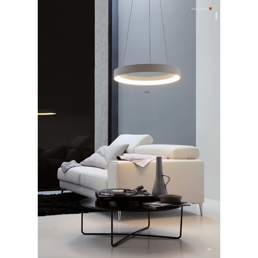 Redo 01-672 - LED Hanglamp aan een koord LOOP LED/48W/230V diameter 60 cm wit