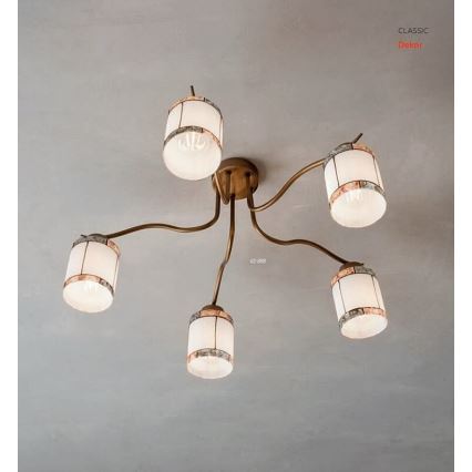 Redo 02-888 - Bevestigde hanglamp DEKOR 5xE27/42W/230V diameter 52,3 cm brons
