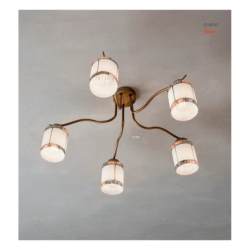 Redo 02-888 - Bevestigde hanglamp DEKOR 5xE27/42W/230V diameter 52,3 cm brons