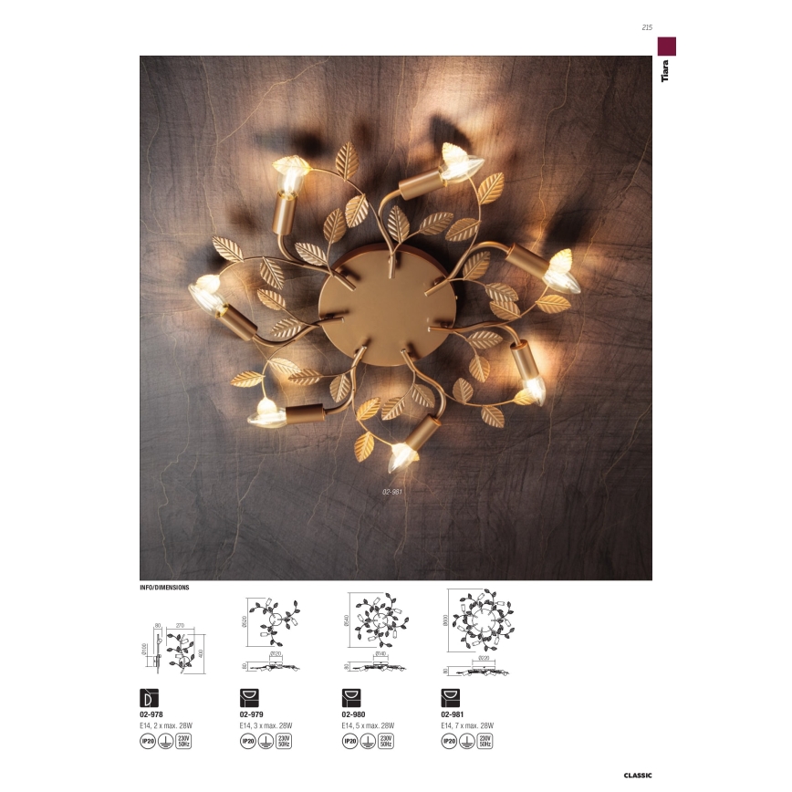 Redo 02-981 - Bevestigde hanglamp TIARA 7xE14/28W/230V