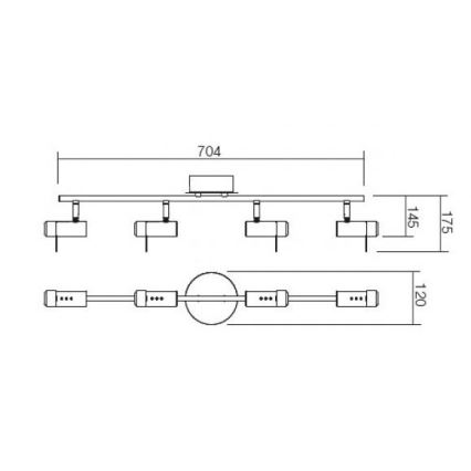 Redo 04-332 - SLIM LED-spot 4xLED/4W/230V, glanzend chroom