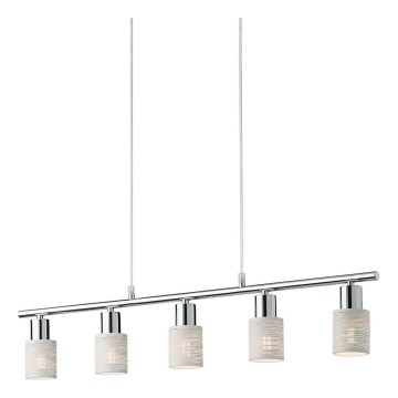 Redo 04-509 - Hanglamp met kabel VERTIGO 5xE14/28W/230V glanzend chroom/wit