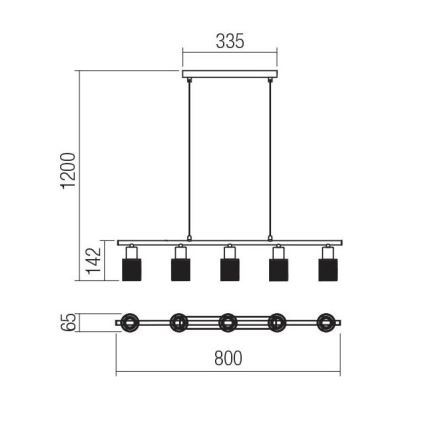 Redo 04-509 - Hanglamp met kabel VERTIGO 5xE14/28W/230V glanzend chroom/wit