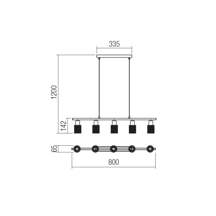 Redo 04-509 - Hanglamp met kabel VERTIGO 5xE14/28W/230V glanzend chroom/wit