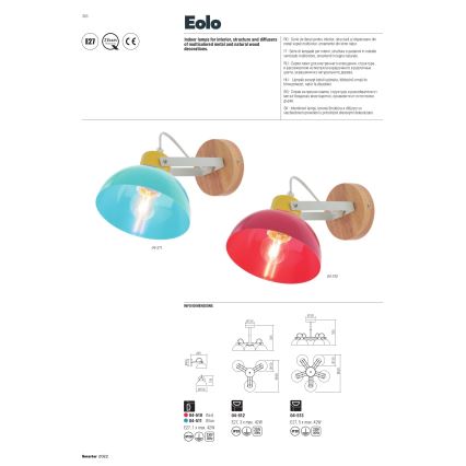 Redo 04-510 - Wandlamp kinderkamer EOLO 1xE27/42W/230V