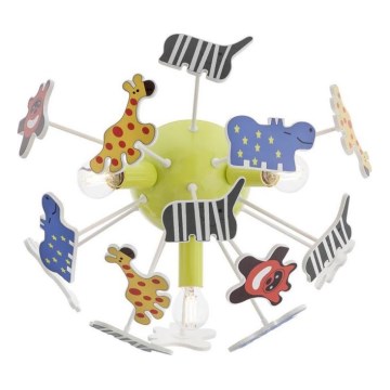 Redo 04-514 - Plafondlamp kinderkamer SAFARI 3xE14/3W/230V diameter 41 cm kleurrijk