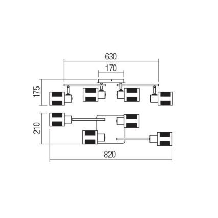 Redo 04-522 - Bevestigde hanglamp BASKET 4xE27/42W/230V brons