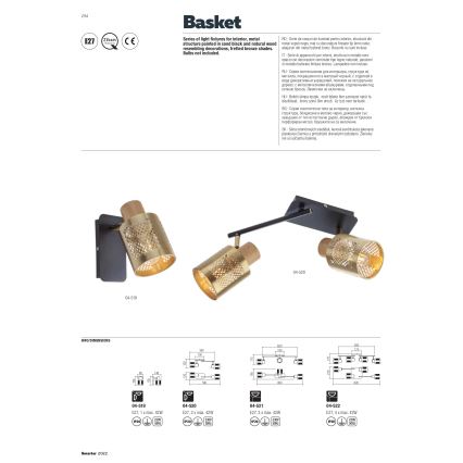 Redo 04-522 - Lustre monté en surface BASKET 4xE27/42W/230V bronze