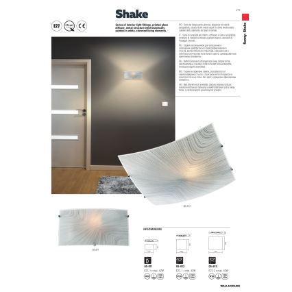 Redo 05-812 - Plafonnier SHAKE 1xE27/42W/230V 29,5x29,5 cm blanc