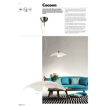 Redo 05-877 - Suspension sur câble COCOON 1xE27/42W/230V crème