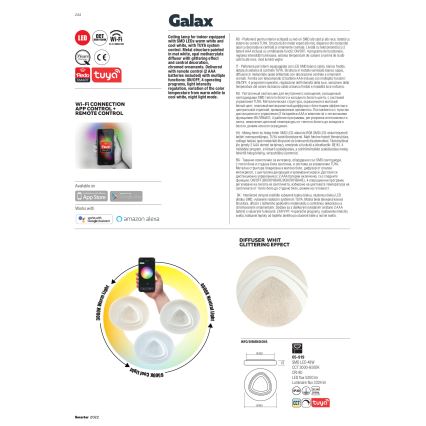 Redo 05-919 - Plafonnier LED dimmable GALAX LED/48W/230V 3000-6500K Wi-Fi Tuya Ø 48 cm blanc + télécommande