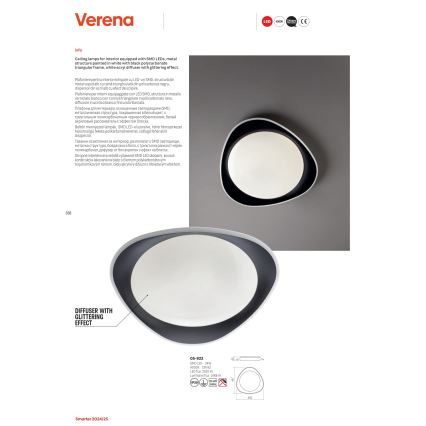 Redo 05-922 - LED Plafondlamp VERENA LED/24W/230V antraciet