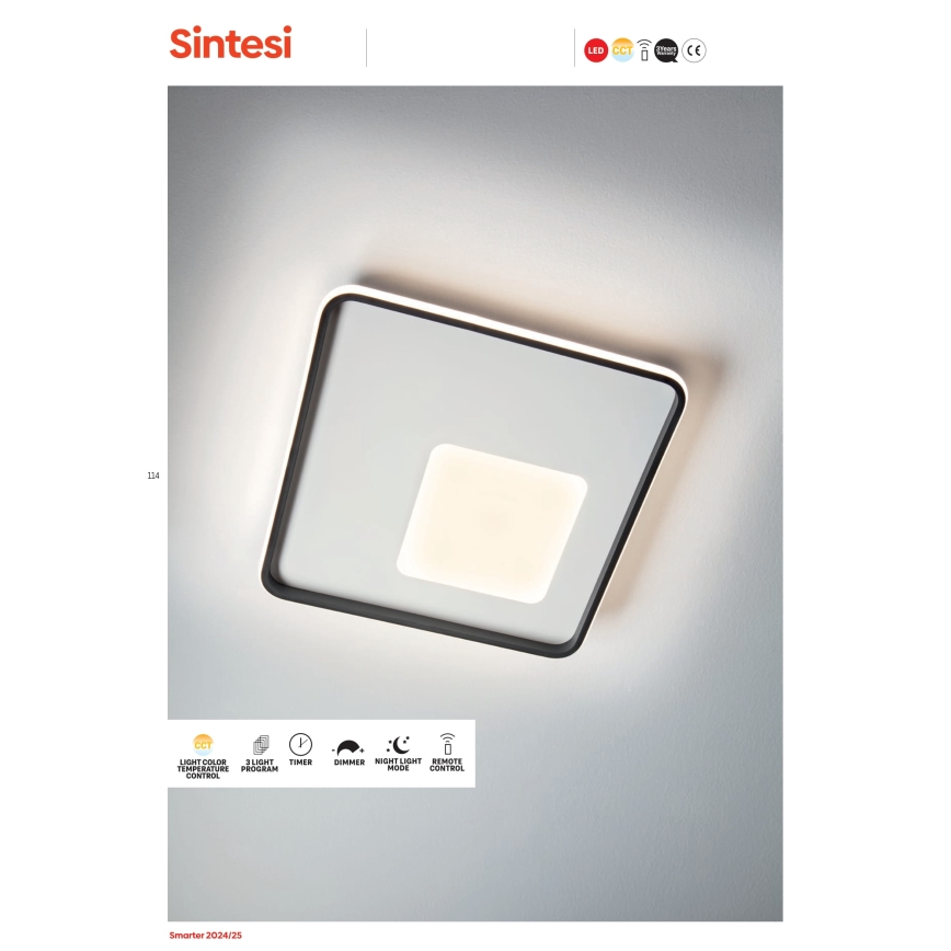 Redo 05-961 - Dimbare LED plafondlamp SINTESI LED/53W/230V 45x45 cm 3000-6000K + afstandsbediening