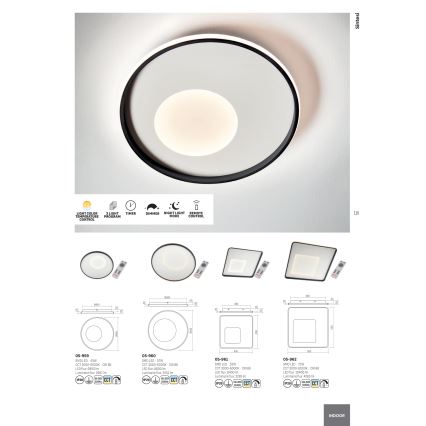 Redo 05-961 - Dimbare LED plafondlamp SINTESI LED/53W/230V 45x45 cm 3000-6000K + afstandsbediening