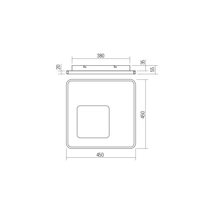 Redo 05-961 - Dimbare LED plafondlamp SINTESI LED/53W/230V 45x45 cm 3000-6000K + afstandsbediening