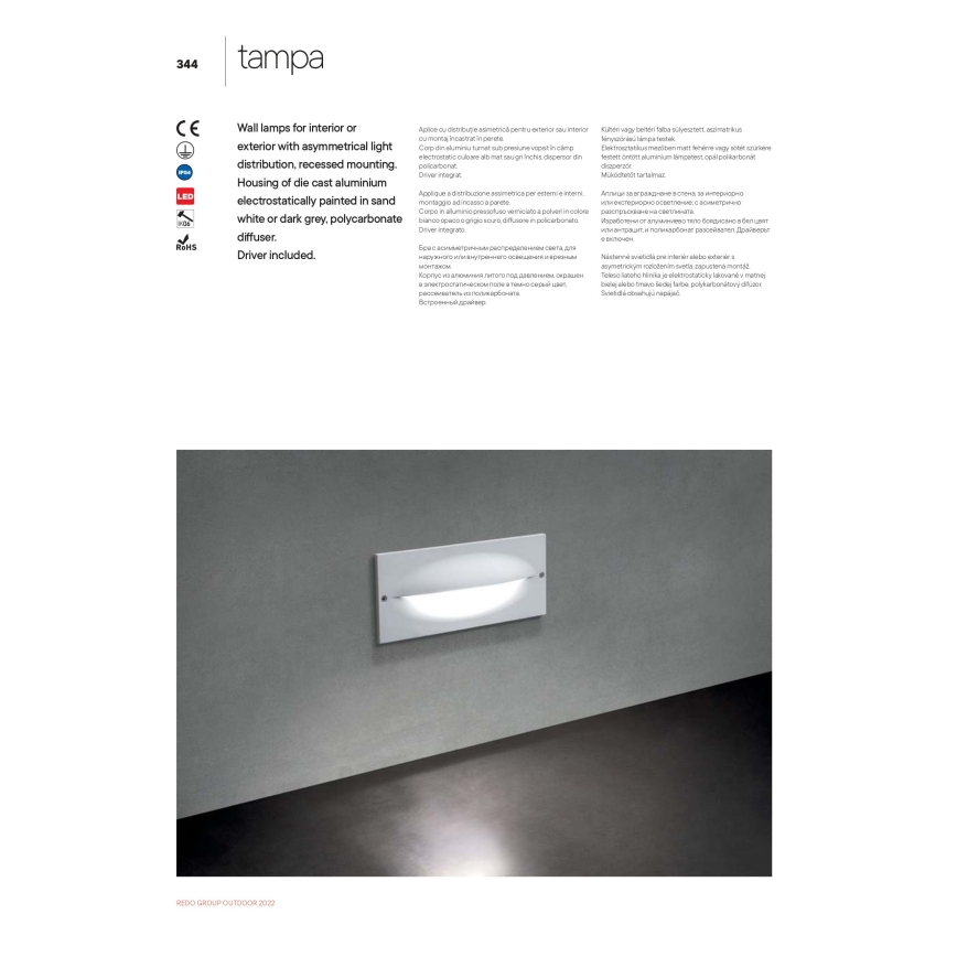 Redo 90009 - LED buitenoriëntatielamp TAMPA LED/11W/230V IP54 wit