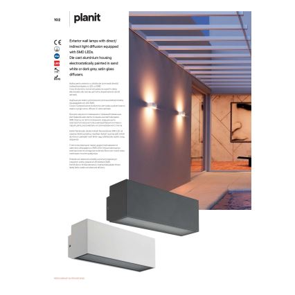 Redo 90096 - LED buitenwandlamp PLANIT LED/10W/230V 3000K IP54 antraciet