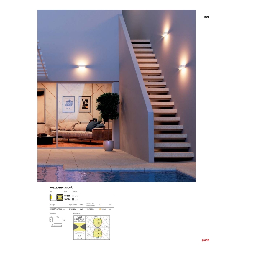Redo 90096 - LED buitenwandlamp PLANIT LED/10W/230V 3000K IP54 antraciet