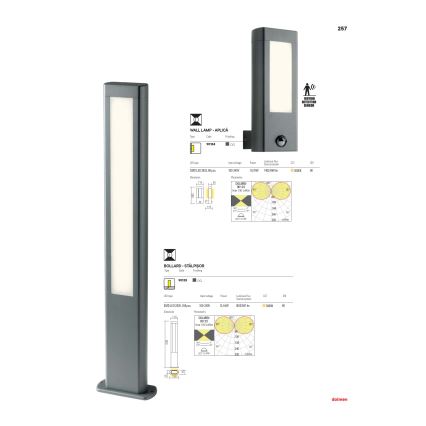 Redo 90125 - LED buitenlamp DOLMEN LED/12,44W/230V IP54 antraciet