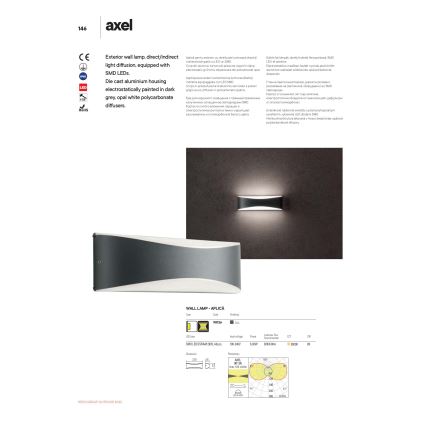 Redo 90126 - LED buitenwandlamp AXEL LED/7W/230V 3000 IP65 antraciet