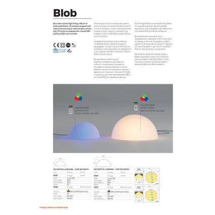 Redo 90167 - Lampe d'extérieur BLOB 1xE27/23W/230V Ø 38 cm IP65 blanche