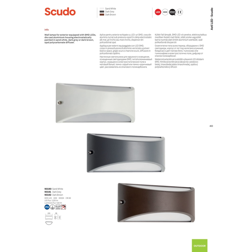 Redo 90191 - Applique murale extérieure SCUDO LED/10W/230V 3000K IP54 anthracite