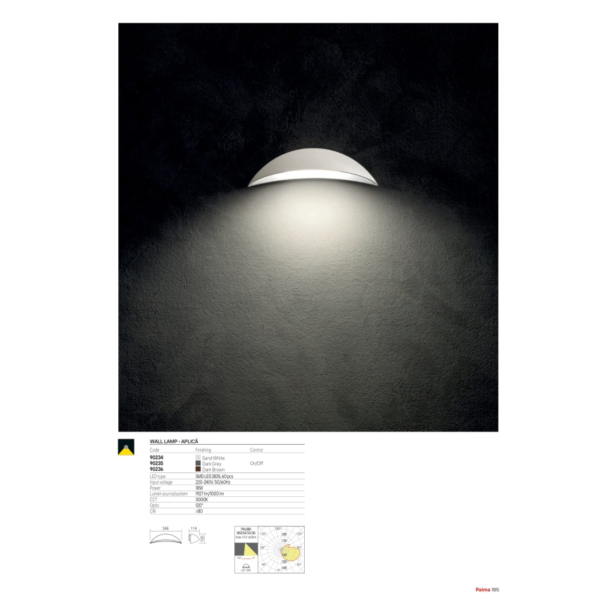 Redo 90236 - LED buitenwandlamp PALMA LED/18W/230V 3000K IP54 bruin