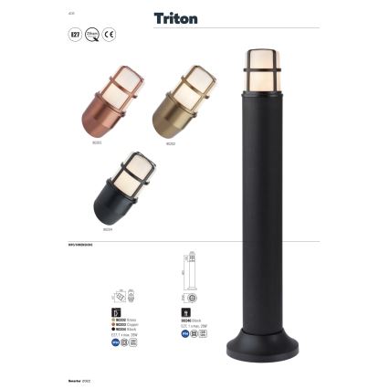 Redo 90246 - Lampadaire extérieur TRITON 1xE27/28W/230V IP54 noir