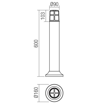 Redo 90246 - Lampadaire extérieur TRITON 1xE27/28W/230V IP54 noir